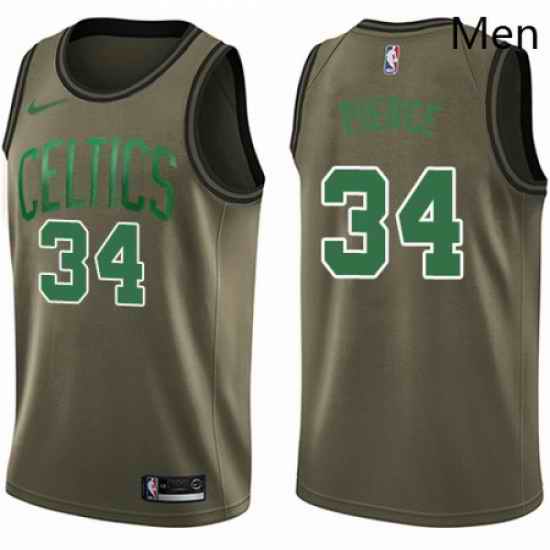 Mens Nike Boston Celtics 34 Paul Pierce Swingman Green Salute to Service NBA Jersey